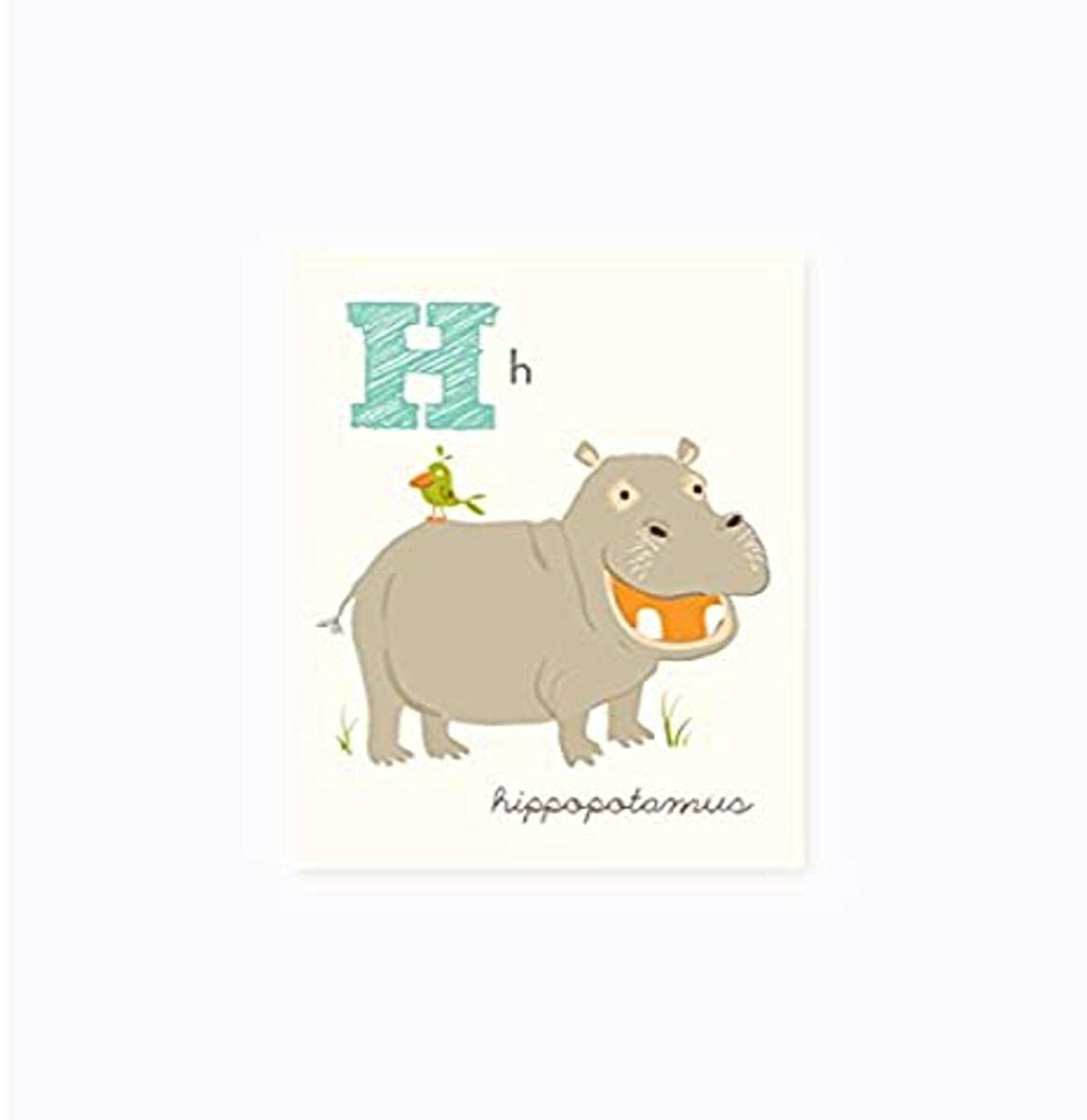 Sea Urchin Studio ABC Wall Art for Kids, H/Hippo
