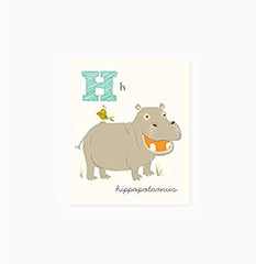 Sea Urchin Studio ABC Wall Art for Kids, H/Hippo