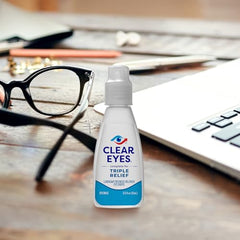 Clear Eyes Triple Relief Eye Drops, Relieves Redness & Calms Irritation, 0.5 Fl Oz