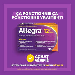 Allegra 12 Hour Allergy Medication, Non Drowsy, Fast, Multi-Symptom Allergy Relief Medicine for Sneezing, Runny Nose, Itchy/Watery Eyes, Throat or Palate, Fexofenadine Hydrochloride 60 mg, 36 Tablets