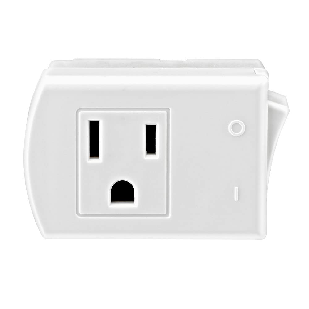 Leviton Plug-in Switch Tap with On/Off Switch, 15 Amp, 01470-00W, White