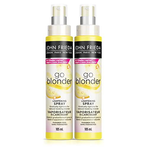John Frieda Go Blonder Lightening Spray for Gradually Lighter Blonde Hair | Gradually Lightens | Highlights, Lightening, Root Blending | Bright and Radiant Blonde | Up to Two Shades Lighter (105 mL x Pack of 2) | Made in Canada