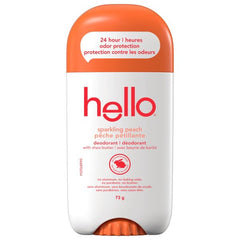Hello Sparkling Peach Natural Deodorant with Shea Butter, Aluminum Free, Parabens Free, 73g