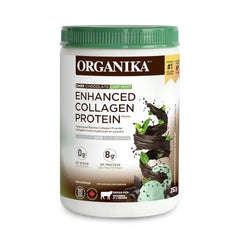 Organika Enhanced Collagen Protein- Dark Chocolate Chip Mint - Supports Healthy Skin, Hair, Nails, Joints, and Muscles with Delicious Taste - 252g