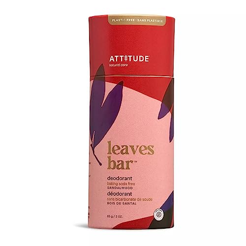 ATTITUDE Natural Deodorant, Made in Canada, Aluminum-free, Odor Control & Long Lasting, Nourishing Ingredients, Castor and Jojoba Oils, Baking Soda-free, EWG Verified, For Men and Women, Sandalwood, 85 g