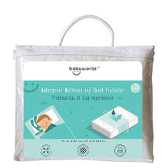 Waterproof Mattress and Sheet Protector | Fits Crib, Toddler, Single and Twin Mattresses | Perfect for Potty Training | Soft and Quilted | 29.5 inches by 33 inches | Washable and Dryer Safe | By Baby Works