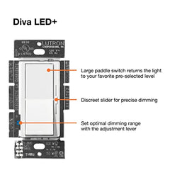 Lutron Diva LED Dimmer for Dimmable LED, Halogen and Incandescent Bulbs Single-Pole or 3-Way DVCL-153P-AL Almond