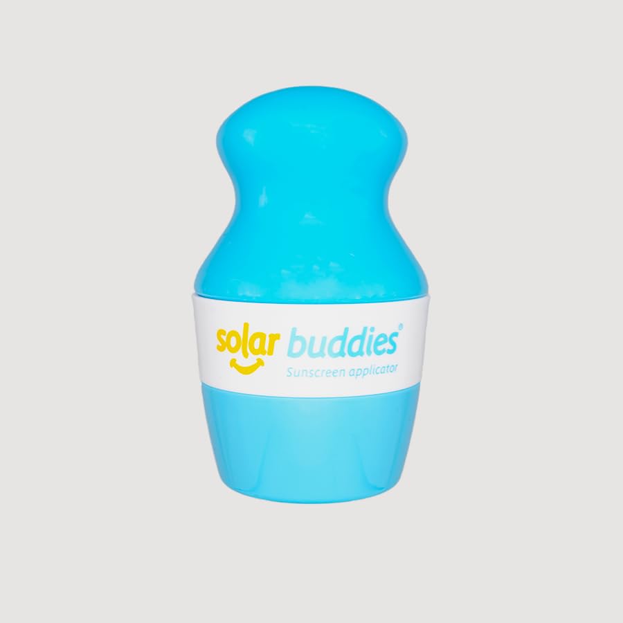 Solar Buddies Sunscreen Applicator - Single Full Blue - Refillable Roll on Sponge Sunscreen, Suncream & Lotion Applicator For Kids, Adults & Families - Holds 3.4fl oz, Perfect Size for Travel