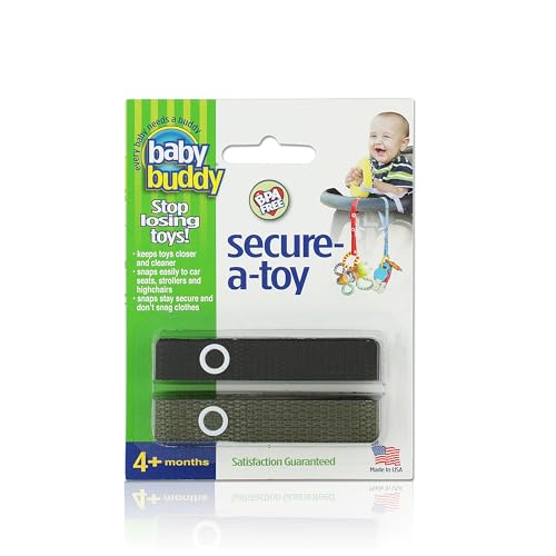 Baby Buddy 2-Count Secure-A-Toy, Black/Olive, 2-Pack