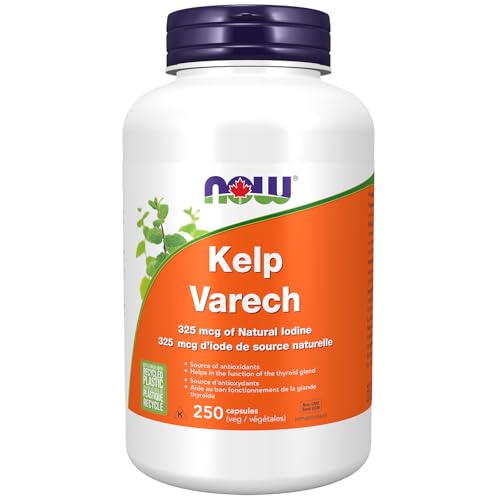 NOW Supplements, Kelp 325 mcg of Natural Iodine, Supports Healthy Thyroid Function, Super Green, 250 Veg Capsules