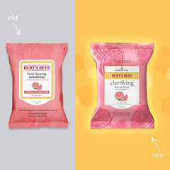 Burt's Bees Facial Cleansing Towelettes, Pink Grapefruit, 30 Count (packaging may vary)
