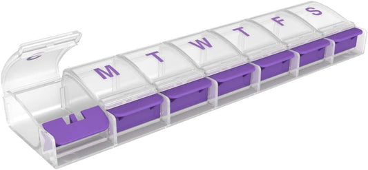 EZY DOSE Weekly (7-day) Push Button Pill Organizer and Planner (XL), Arthritis Friendly, X-Large, Assorted Colors