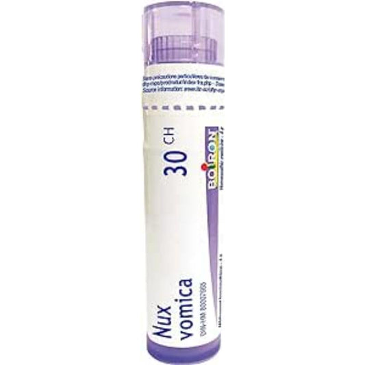 Boiron Nux vomica (colubrina) 30ch,Homeopathic medicine. Each tube contains 4 g (approximately 80 pellets)