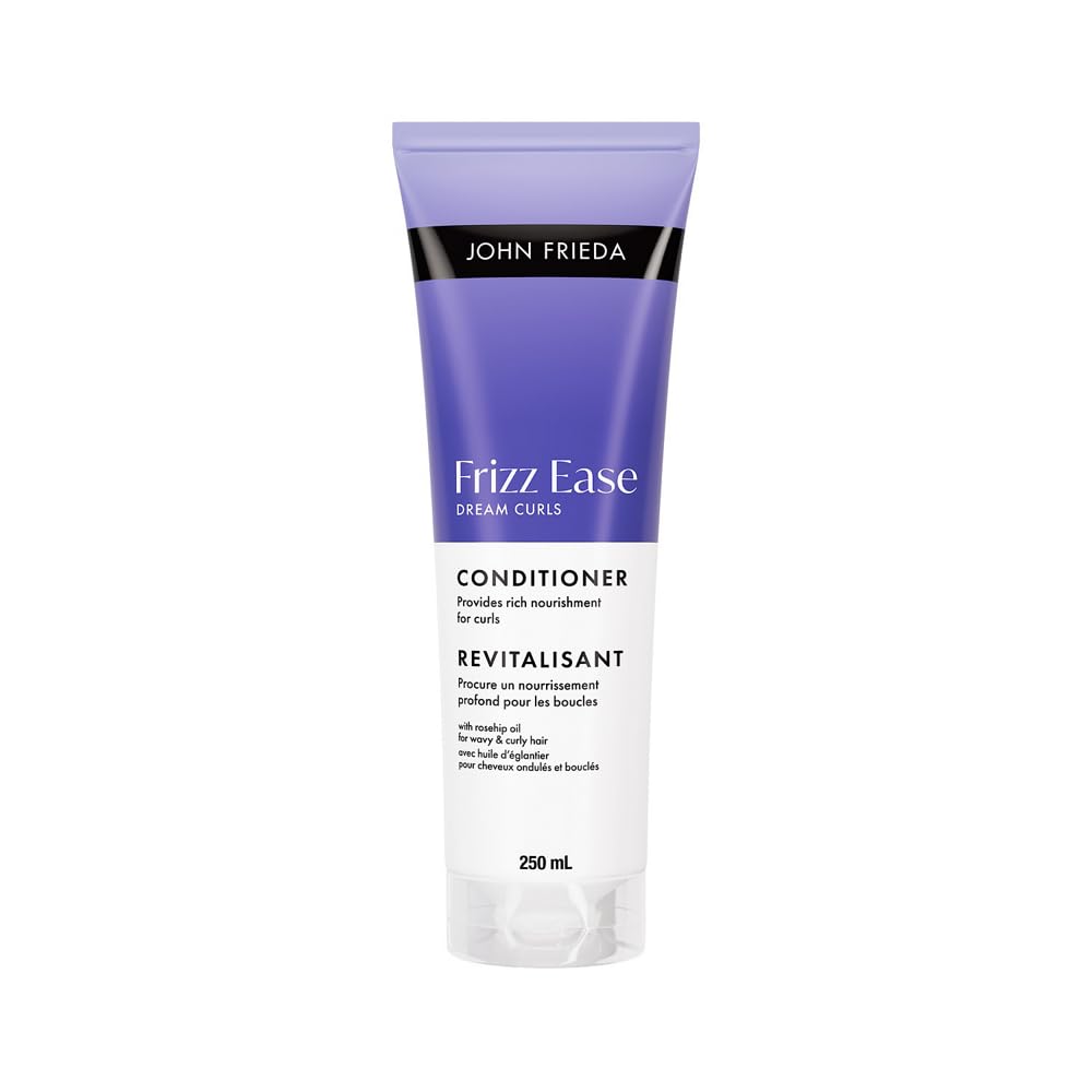 John Frieda Frizz Ease Dream Curls Sulfate Free Hydrating Conditioner for Rejuvenated Curly and Wavy Hair | Rosehip Oil and Curl Enhancing Technology | Detangling | Frizz Free Curls (250 mL) Packaging May Vary