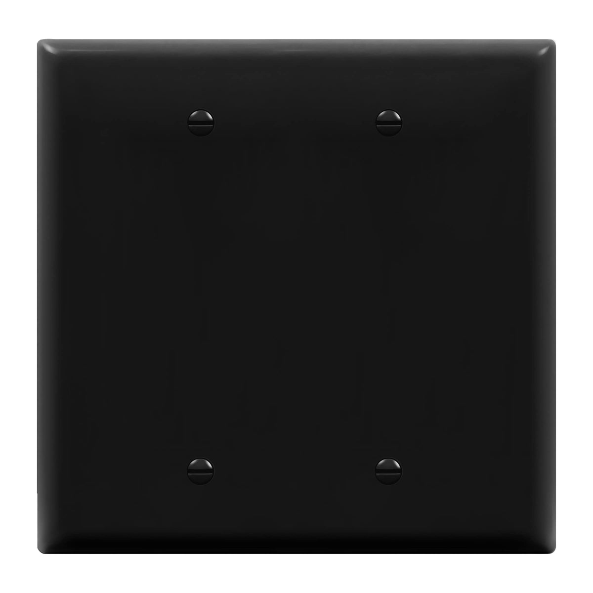 ENERLITES Double Blank Device Wall Plate, Gloss Finish, Mid-Size 2-Gang 4.88" x 4.92", Unbreakable Polycarbonate Thermoplastic, UL Listed, 8802M-BK, Black