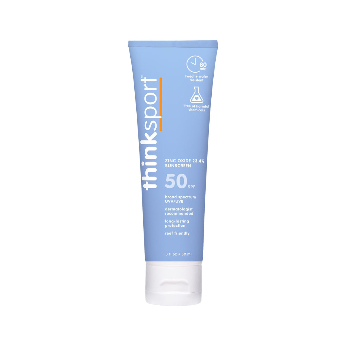 Thinksport SPF 50+ Mineral Sunscreen Lotion, 3oz , White