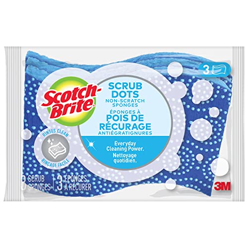 Scotch-Brite Scrub Sponge, 3 Pack, Non Scratch Scrub Dots, Multipurpose Scrubber Sponge for Dishes ,Garage,Tools, Kitchen