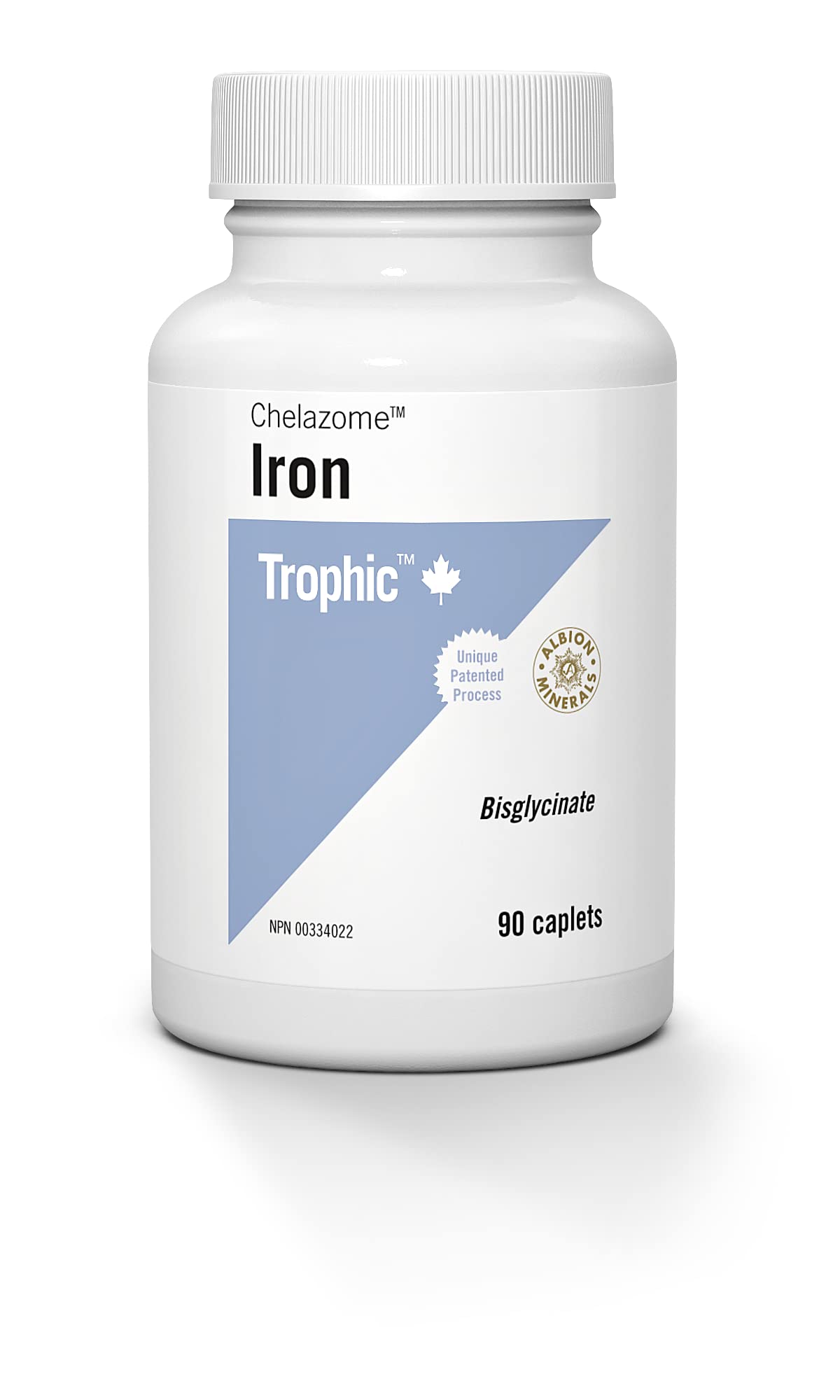 Trophic Iron - Chelazome, 90's. Helps to form red blood cells. Helps to prevent iron anemia. Chelated with natural amino acids, provides superior absorbtion.
