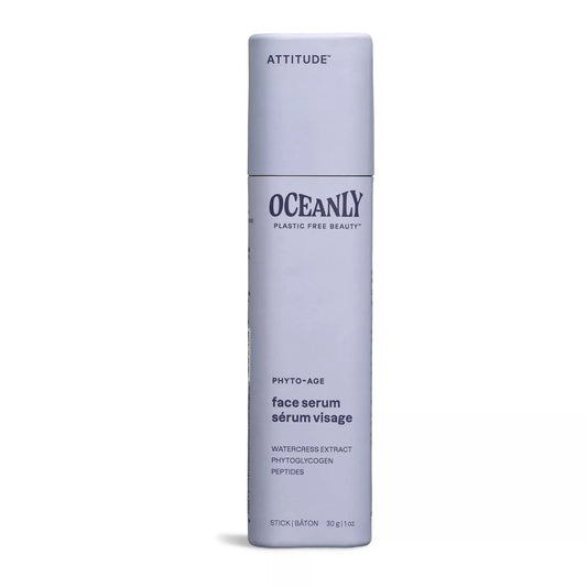 ATTITUDE Oceanly Face Serum Bar, Made in Canada, EWG Verified, Plastic-free, Plant and Mineral-Based Ingredients, Vegan Skin Care Products, PHYTO AGE, Unscented, 30 grams