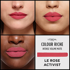 L’Oréal Paris Colour Riche Intense Volume Matte Lipstick - Up to 16H Wear, infused with HYALURONIC ACID - Le Rose Activist, 1.8 g