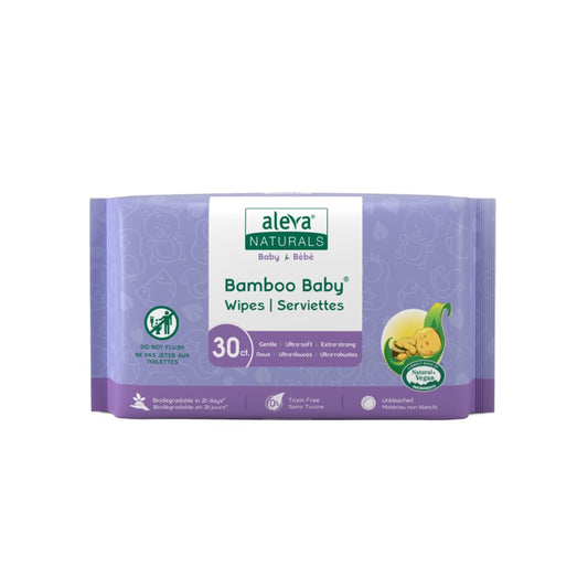 Aleva Naturals Bamboo Baby Wipes Travel, 30 Count [packing may vary]