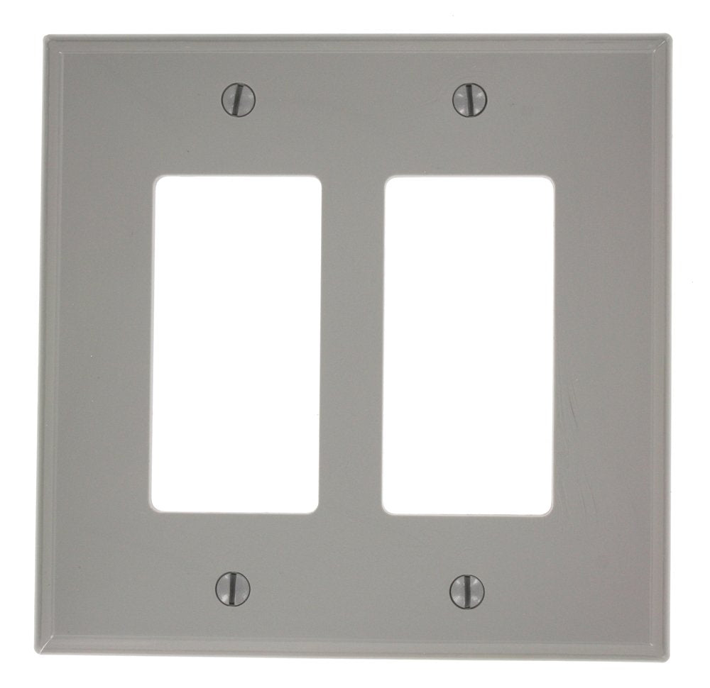 Leviton Decora 2-Gang Wallplate, Midway Size, PJ262-0GY, Grey