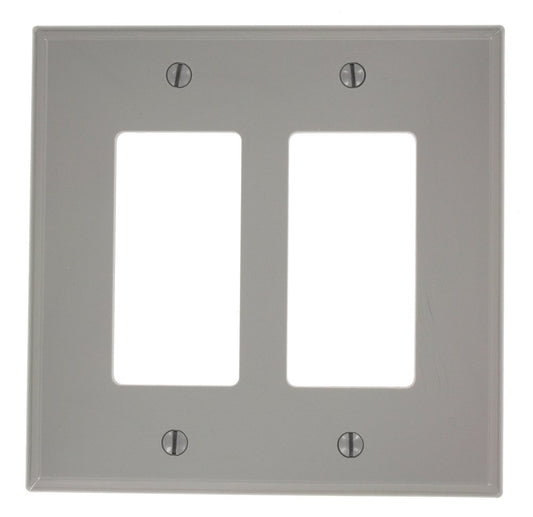 Leviton Decora 2-Gang Wallplate, Midway Size, PJ262-0GY, Grey