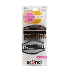 Scunci No-slip Grip Basic Cover Hinge Jaw Clips, 2 Count, Colors May Vary