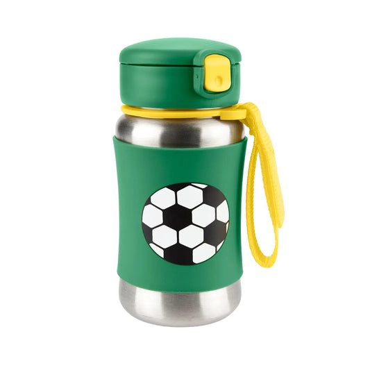 Skip Hop Toddler Sippy Cup with Straw, Sparks Stainless Steel Straw Bottle, Soccer