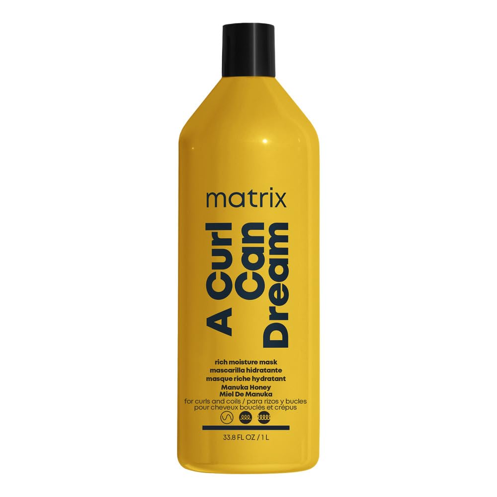 Matrix Curlay Hair Rich Mask, Hydrating & A Curl Can Dream Deep Conditioning Leave-In Mask, For Curly & Coily Hair, Sulfate & Paraben Free, Preserves Curl Pattern, 1000ml (Packaging May Vary)