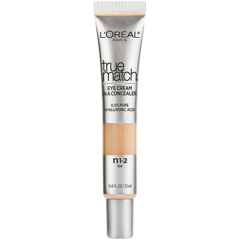 L’Oréal Paris True Match Eye Cream In A Concealer, Formulated With 0.5% Hyaluronic Acid, N1-2 Fair