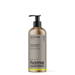 ATTITUDE Dish Soap with Essential Oils, Made in Canada, EWG Verified, Plant and Mineral-Based Ingredients, Vegan Household Products, Geranium and Lemongrass, Refillable Aluminum Bottle, 473 mL