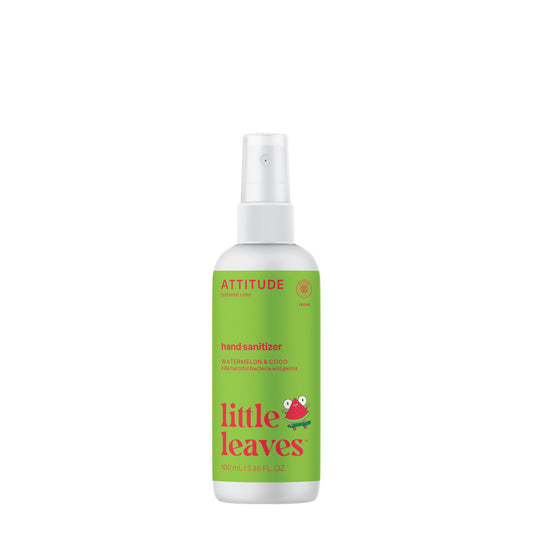 ATTITUDE Hand Sanitizer Spray for Kids & Adults, Made in Canada, EWG Verified, Travel Size, Dermatologically Tested, Plant and Mineral Based, Vegan, Watermelon & Coco, 100 mL (Spray Bottle)