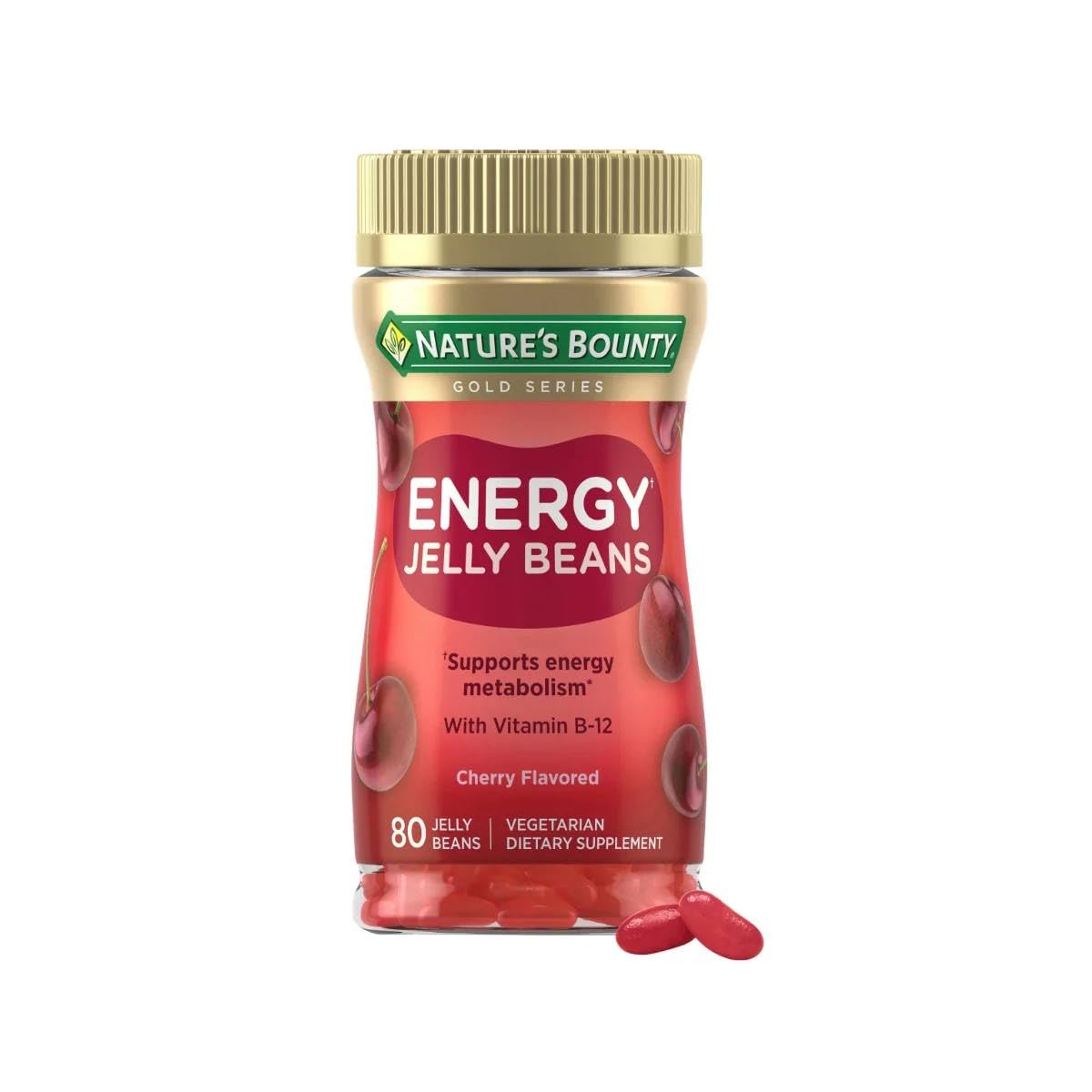 Nature's Bounty Energy VitaBeans, with B-12 Plus which helps support in Energy Metabolism, Cherry, 80 Ct