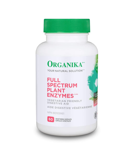 Organika Full Spectrum Plant Enzymes- Helps Break Down Carbs, Fat, Protein, Dairy- 60 vcaps
