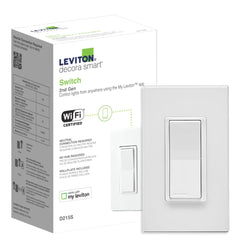 Leviton Decora Smart Switch, Wi-Fi 2nd Gen, Neutral Wire Required, D215S-2RW, White
