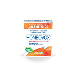 Boiron Homeovox Homeopathic Tablets for Hoarseness, Loss of Voice, Laryngitis and Strained Vocal Cords, 60 Tablets, for Adults and Children from 2 Years Old