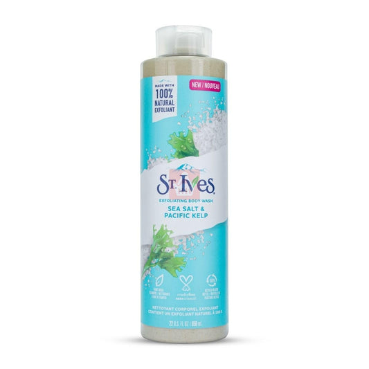St. Ives Exfoliating Body Wash for sensitive skin Sea Salt & Pacific Kelp Made with 100% Natural Exfoliant 650 ml