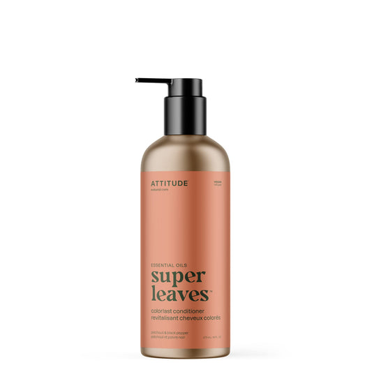 ATTITUDE Colorlast Conditioner, Patchouli and Black Pepper, with Essential Oils, Vegan & Plant-Based, Aluminum Bottle, For Color Treated Hair, 473 mL