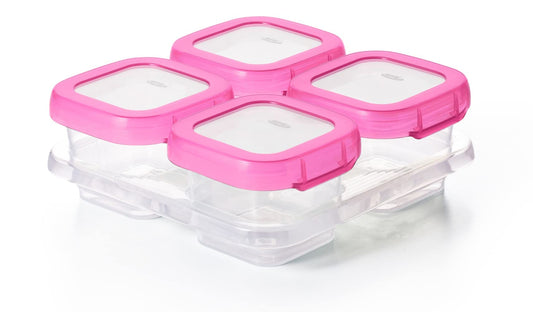 OXO Tot Baby Blocks Food Storage Containers, Pink, 4 Oz