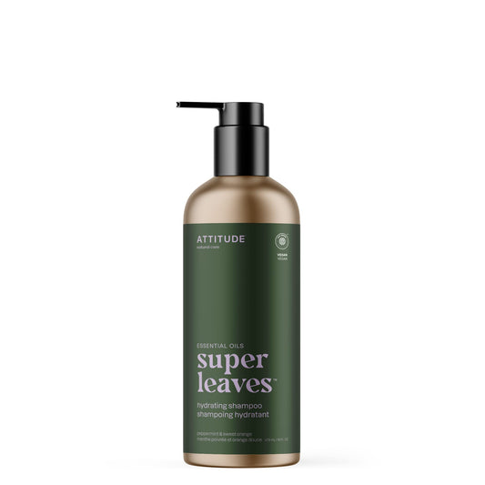 ATTITUDE Hydrating Shampoo, Peppermint & Sweet Orange, EWG Verified with Essential Oils, Vegan & Plant-Based, Aluminum Bottle, For Dry and Damaged Hair, 473 mL
