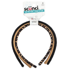 Scunci 94989C 3pk Casual & Chic Assorted Thin Headbands, 3 Count
