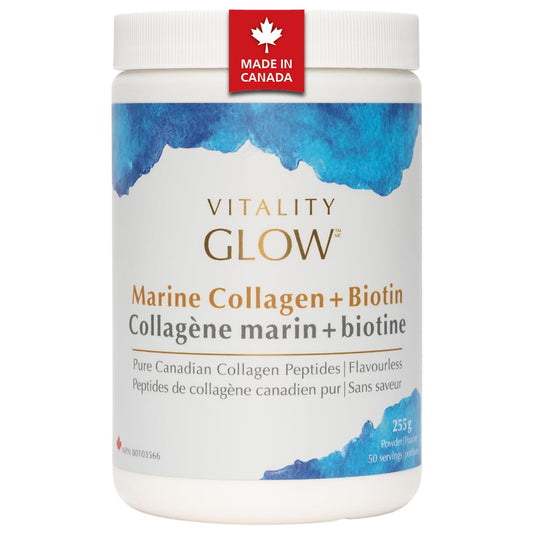Canadian Marine Collagen Powder, Vitamin C & Biotin – Glowing Skin, Hair & Nails, Unflavoured Double Hydrolyzed Collagen Peptides, Skin & Joint Health for Women & Men, 5g Protein, Keto, 50 Servings
