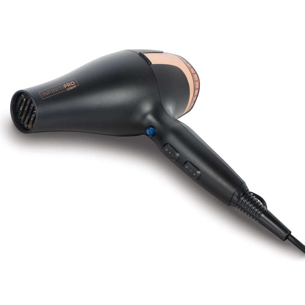 InfinitiPro by Conair 251NC Full Size 1875W Ac Black & Rose Gold Hair Dryer, 3 Heat and 2 Speed setting, Tourmaline Ceramic Technology, Removable Filter, Includes Concentrator and Diffuser