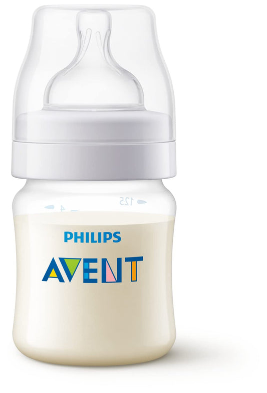 Philips Avent Anti-Colic Baby Bottle, Slow Flow 1 Nipple, 0m+, 4oz, 1 Pack, Clear, BPA-free, SCY100/01