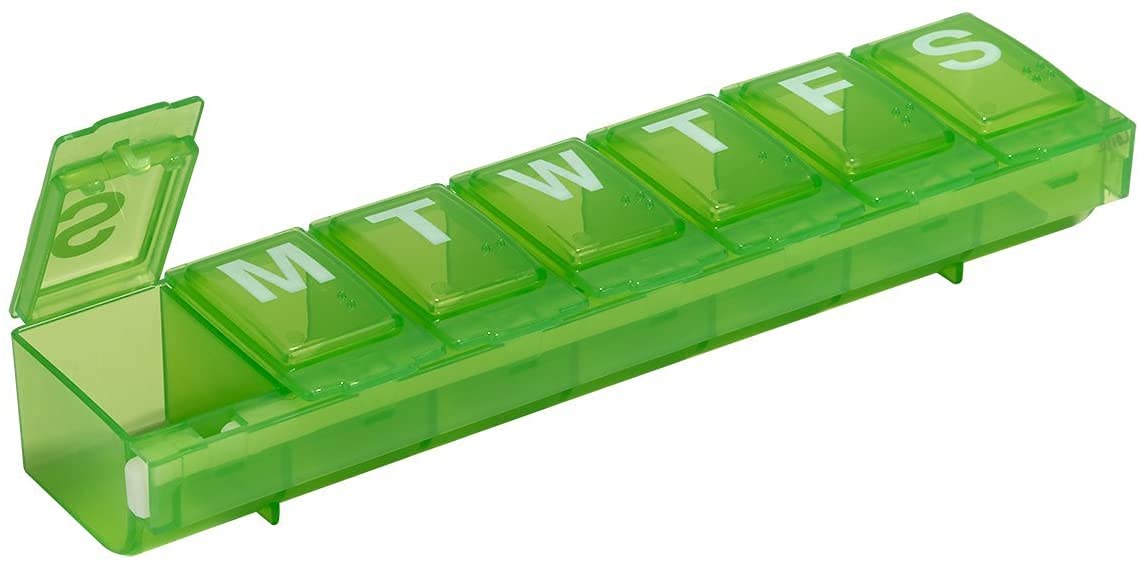 EZY DOSE Weekly (7-Day) Pill Case, Medicine Planner, Vitamin Organizer Box, Large Locking Compartments to Secure Prescription Medication and Prevent Accidental Spilling, Color May Vary, BPA Free