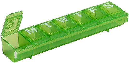 EZY DOSE Weekly (7-Day) Pill Case, Medicine Planner, Vitamin Organizer Box, Large Locking Compartments to Secure Prescription Medication and Prevent Accidental Spilling, Color May Vary, BPA Free