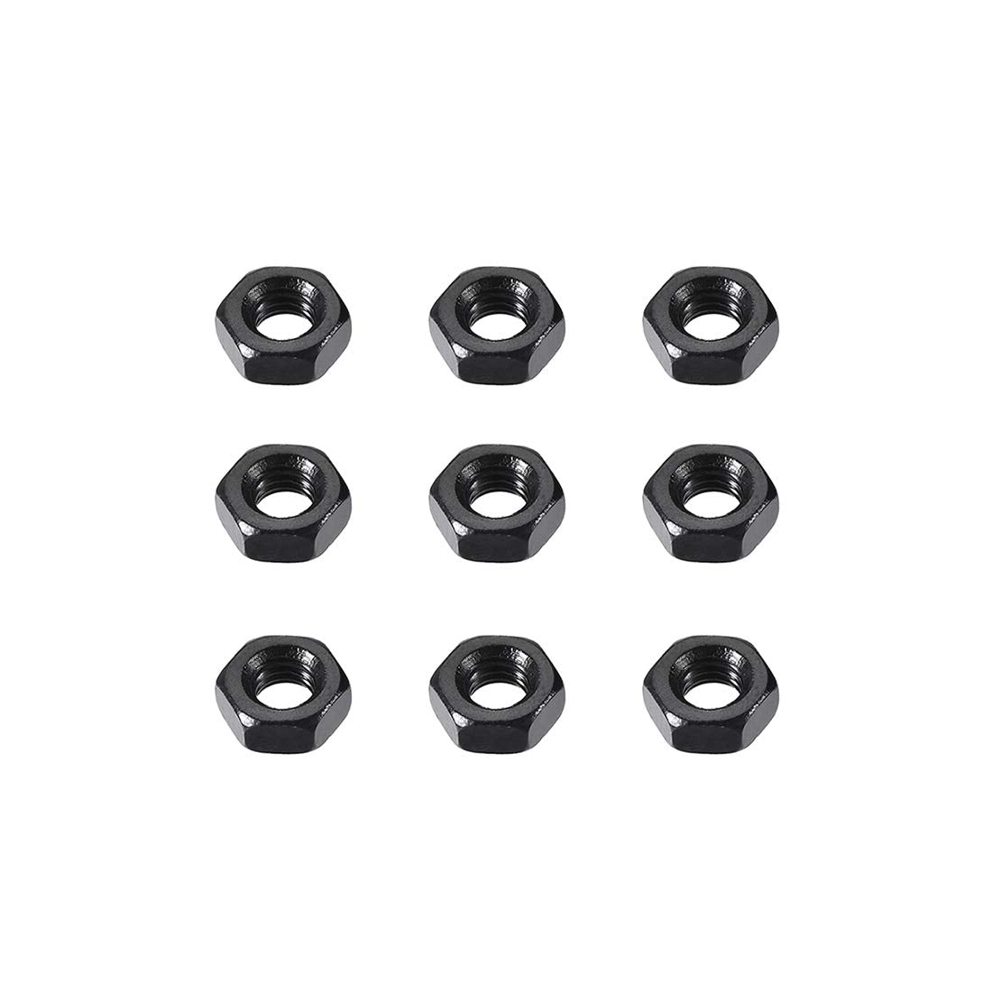 uxcell M3 Carbon Steel Grade 8 Hexagon Hex Nut Black 100pcs
