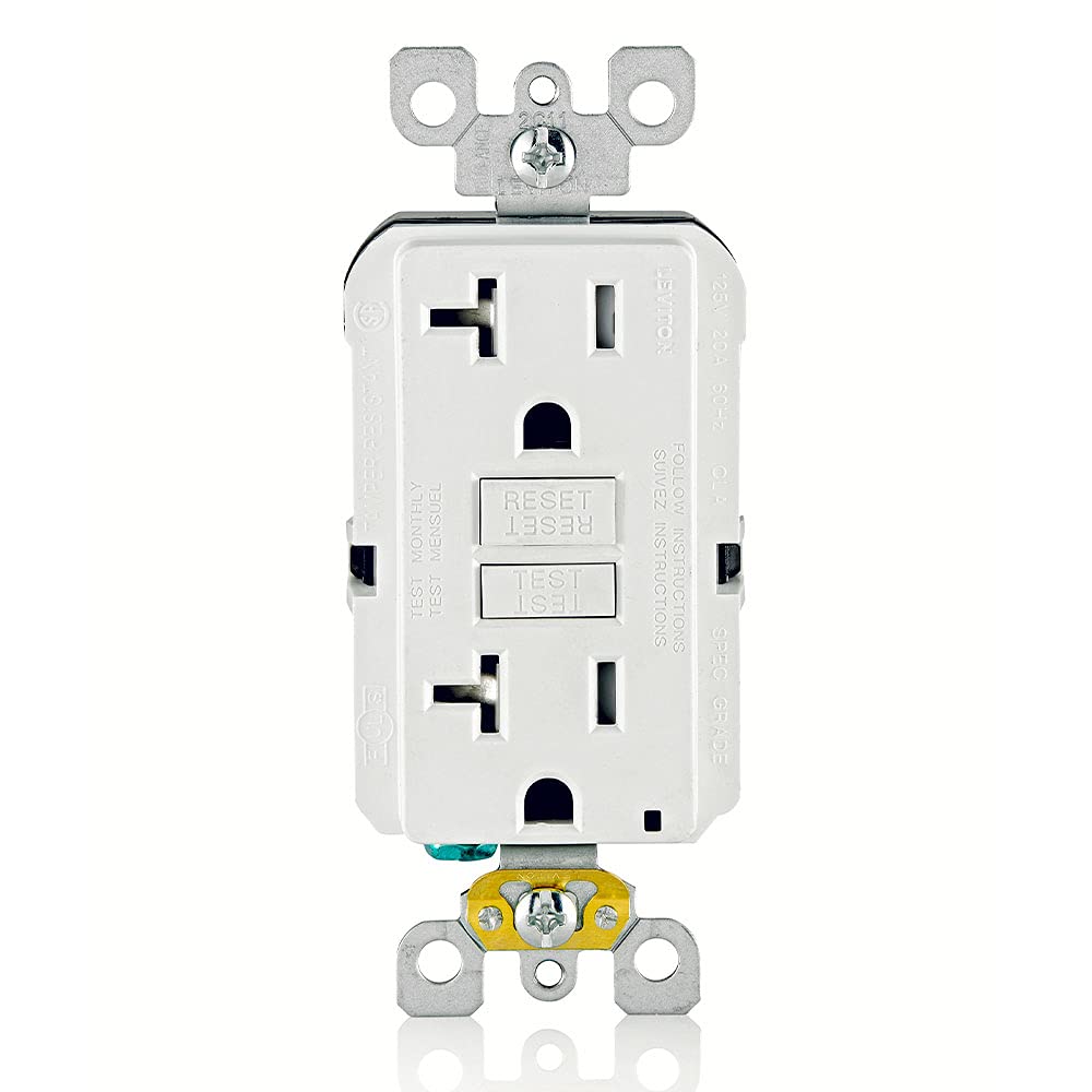 Leviton GFCI Receptacle, 20 Amp Tamper-Resistant, GFTR2-W, White