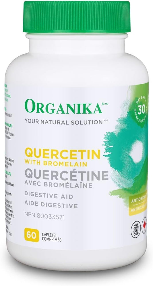 Organika Canadian-Made Quercetin with Bromelain- High Availability, Immune System Support, Allergy and Inflammation Support- 60tabs